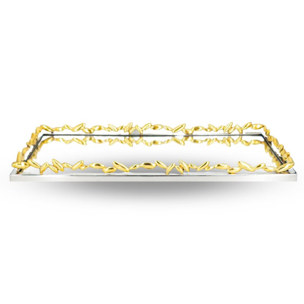 Elegant Handmade Rectangle Chromed Copper Tray - Image 2