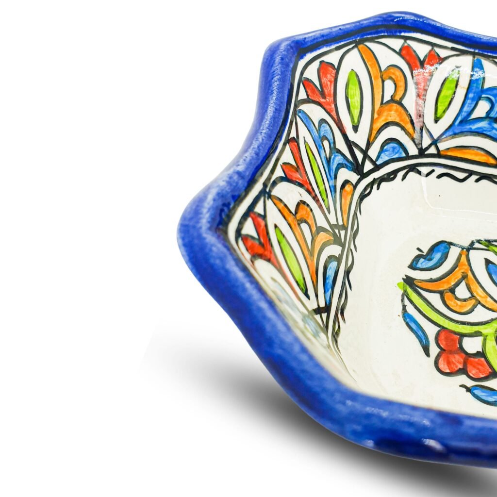 Brightly colored pottery bowl from Fez - Image 3