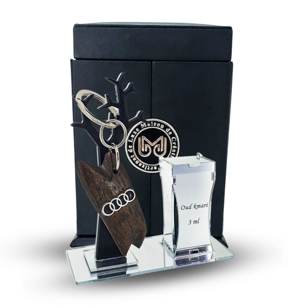 Luxury Audi Keychain in Oud + Oud Kmari Bottle