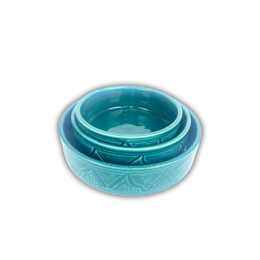 Ensemble de Bols en Poterie Vert Turquoise – Fait Main à Safi – Artisanat Marocain – Image 2